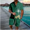 Tracce maschili da uomo hawaiano vacanza palma da pulsante pantaloncini estivi set spiaggia set da spiaggia hipster traccettaci