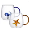 Wijnglazen 1 stks Cartoon Diervorm Glas Home Leuke hoge borosilicaat Single Layer Cup Woonkamer met gasten Juice Cold Drink