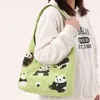 Abendtaschen süße Panda Illustrationserie Schulter für Frauen 2024 grüne frische Leinwandtasche Mode Luxus Handtasche Mädchen Tasche