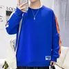 Mens Hoodies Spring Autumn Solid Round Neck Rand Patchwork Long Sleeve Sports Leisure Fashion Vintage Tops