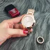 Wristwatches Luxury Fashion Women Stainless Steel Luxury Lady Big Pink Dial Wrist Famous High Quality Women Dress Hour Free Shipping L46
