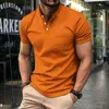 Men's T-Shirts Summer New MenS Polo Short Sleeve Lapel Button Solid Color Oversized Polo Shirt Fashion Casual Top 2445