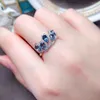 Bagues de cluster Meibapj Natural Blue Topaz Fashion Ring pour les femmes Real 925 Bijoux de mariage fin de sterling en argent sterling