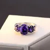 Platforma Zhenrong Amethyst Tourmaline Pierścień Ladys Ręka biżuteria