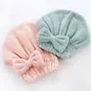 Serviette en bambou enveloppe en microfibre séchage douche turban avec des serviettes sèches absorbantes à bowknot pour les femmes anti-frizz1pc