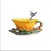 Чашки блюдцы прибывают подсолнечная чашка керамическая творческая чайная чайная чай