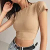 TS629 Custom Contred Fitted Tee 95 Cotton 5 Spandex Fitness Fit Trts Ladies Women Crop Tops