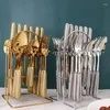 Ensembles de vaisselle Cutlery en acier inoxydable Titanium Gold Process Table Volent simple maison cuisine barre à manger léger Luxury haut de gamme