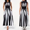 Robes décontractées Party élégant pour les femmes 2024 Sexy Stripe Sans manches une ligne OL Work Fashion High Taist Long Summer Robe