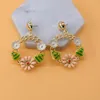 Boucles d'oreilles en pente d'arrivée mode baroque rétro mignonne fleurs colorées pour femmes vintage grand cercle cristal girl cadeau