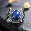 Cluster anneaux naturels 8 10 mm anneau de doigt de la pierre de lune de lune à l'améthyste Labradorite Bijoux pour les femmes Gift 925 Sterling Silver
