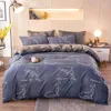 Bedding Sets 2024 Spring Knitted Cotton Flannel Fleece Set Warm Thicken Home Linens Fashion King Size Sheet Modern Duvet Cover 4pcs