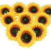 Fleurs décoratives 10pcs Artificiels têtes de tournesol Arrangements de kit de kit pour fête des tournesols de mariage artisanat 5,5 pouces