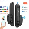 Lock 8 Languages Tuya Wifi Automatic Door Lock Fingerprint/ Password/ RFID Card/ Mechanical Key/ APP Smart Home Electronic Smart Lock