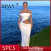 Vestidos casuais 5pcs por atacado itens em massa Lot Patchwork Pullover para mulheres Sexy Hollow Out Strapless Dress Party Y2K X13049