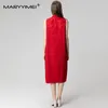 Повседневные платья Maryimei Fashion Women's Stand Up воротника без рукавов.