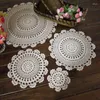 Table Mats Natural Tablecloth Handmade Crochet Lace Cotton Placemat Cloth Doily Cover Pad Heat Resistant Anti-Skidding Decor