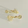 Stud Earrings 2024 Zircon Flower Women's Versatile Petal Mosquito Incense Plate Ear Clip Gift Wholesale