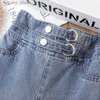 Hose Girls Wide-G Jeans Versati Sty 2023 Fashionab Big Kids Isure Hosen Frühling und Herbst Girl Lose Doub Taille Hosen L46