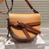 Genuine Leather Crossbody Saddle bag Fashion Lightweight Gate Shoulder bag Purses High-end Genuine cowhide Bow Clamshell Wallet