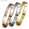 Bracelets de charme 6 mm Titanium Steel Cuff S Gold Silver and Rose Woman Man Luxury Bangles Couple Jewelry R Gift L46