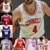 Custom Cornell Big Red Basketball 0 Evan Williams 5 Jacob Beccles 24 Josh Baldwin 25 Max Watson Mens Mulheres Juventude Jerseys 30 Chris Manon