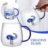 Vingglasögon Creative 3D Whale Cups Drinking Glass For Water Juice Transparent Hushåll Party Kitchen Drinkware G2J3