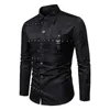 Chemises décontractées pour hommes Mentes Punk Rivet Gothic Style Shirt à manches longues 2024 Fashion Individualité Retro Color Retro Color Unisexe