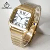 Montre-bracelets Minutecond NH35 Rome Dial Square Square Gold Watch Sapphire Crystal Mouvement mécaninal automatique