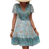 Casual Dresses Summer Dress Bohemian Style Women Retro Mönster