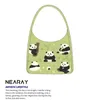 Abendtaschen süße Panda Illustrationserie Schulter für Frauen 2024 grüne frische Leinwandtasche Mode Luxus Handtasche Mädchen Tasche
