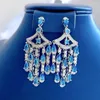 Boucles d'oreilles SACE SACE GEMS S925 STERLING SILPS 3 5 mm Aquamarine High Carbone Diamond Drop pour femmes Mariage scintillant