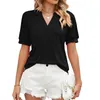 Camisetas T Women Summer Summer Solid V-deco