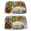 Bowls Divided Stainless Steel Fast Plate For Employees Children Kindergarten Cafeteria Primary And Secondary School Students