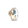 Anillos de boda Sun y luna superpuesta anillo de desgaste para mujeres 2024 Juego de joyas de pareja espumosa