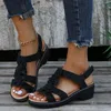 Dress Shoes For Women's Summer 2024 Fashion Flower Round Toe Sandalen vrouwen platform Wedge Roman Comfort Sandalias