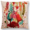 Pillow Love Watercolor Little Bird Cute Colorful Flowers Clusters Happy Life Floral Woods Cover Sofa Throw Case