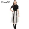 ワークドレスMonaaiyi High Street Runway Fashion Designer女性のシングルボタンBlazer Diamond Set Gauze Skirt Slim Short 3PCS 2024