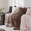 Leopardtryck halva sidorna fleece soffa filt mjuk elastiska stickade filtar för kast värmesjal filt ände av säng filt 240328