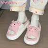 Slippers roze witte gemengde kleuren voor vrouwen lente herfst ronde teen slingback flat met nieuwigheid mode dikke zool schoenen