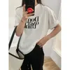 Women's T Shirts Summer Letter Print Cotton T-shirt Women Korean Round Neck Short Sleeve Casual Tops