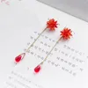 Boucles d'oreilles étalon 1 paire faite à la main rouge lycoris radiata fleur de fleur goujons oreilles hanfu cheongsam bijoux femmes bijoux girl bijoux cadeau