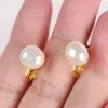 Boucles d'oreilles en peluche à la main White Baroque Pearl 18K Hook Diamond Bridal Clip-on adolescents anniversaire CHANDELIER ART ART EOR CUFF MEN MEN SILT