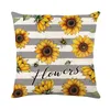 Sunflower Pillow Cover Linen Print Summer Bee Cushion Case Living Room Sofa Cushion Cover