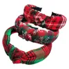 Christmas XMS Headband for Women Girl Red Green Plaid Knot Hair Band Accessories Wholdesale Dropshipping