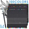 100/36 gekleurde fineliner penset 0,4 mm micro metalen tipmarkeringen Teken Penfor Art Manga Drawing Sketch Office School Stationery 240328