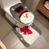 Tuvalet koltuğu Noel kapağı halı seti şenlikli kardan adam yüzü olmayan yaşlı adam kaymaz mat dekorasyon için