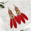 Bengelen kroonluchter oorbellen bohemian sieraden ovale bloem email charme oorr earring vintage veer pendientes mujer kralen blad tassel oor dh0mz