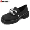 Casual schoenen asumer 2024 arriveren echte lederen vrouwen plat platform ketting mode coole comfortabele punk dames