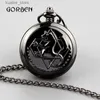 Pocket Watches Antique Black Horse Quartz Pocket Necklace Pendant Chain Fullmetal Alchemist Quartz Pocket fob es relogio de bolso L240402